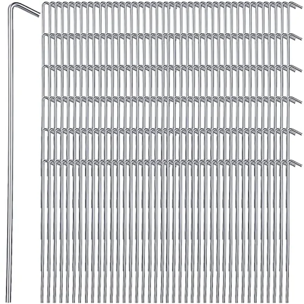 

150 Pack Heavy Duty Metal Tent Stakes 9'' Galvanized Garden Fence Lawn Hooks Camping Yards Secure Inflatables Fixing Tools