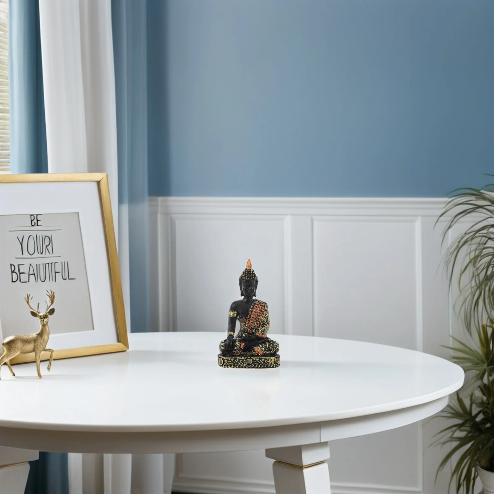 

Thai Sitting Buddha Statue Zen Meditation Decor for Living Room Entryway Indoor Outdoor Spiritual Home Decoration