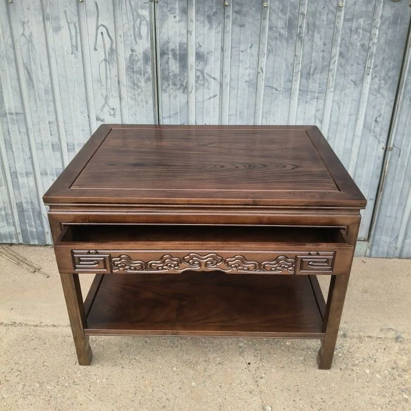 

Solid wood small coffee table, sofa side corner, small square table, Chinese fish tank rack, bonsai stone flower rack, drawer