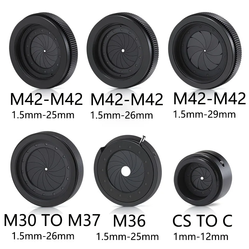 Blende einstellbar 1,5-29mm Iris membran m42 bis m42 cs bis c Kamera objektiv modul Adapter ring