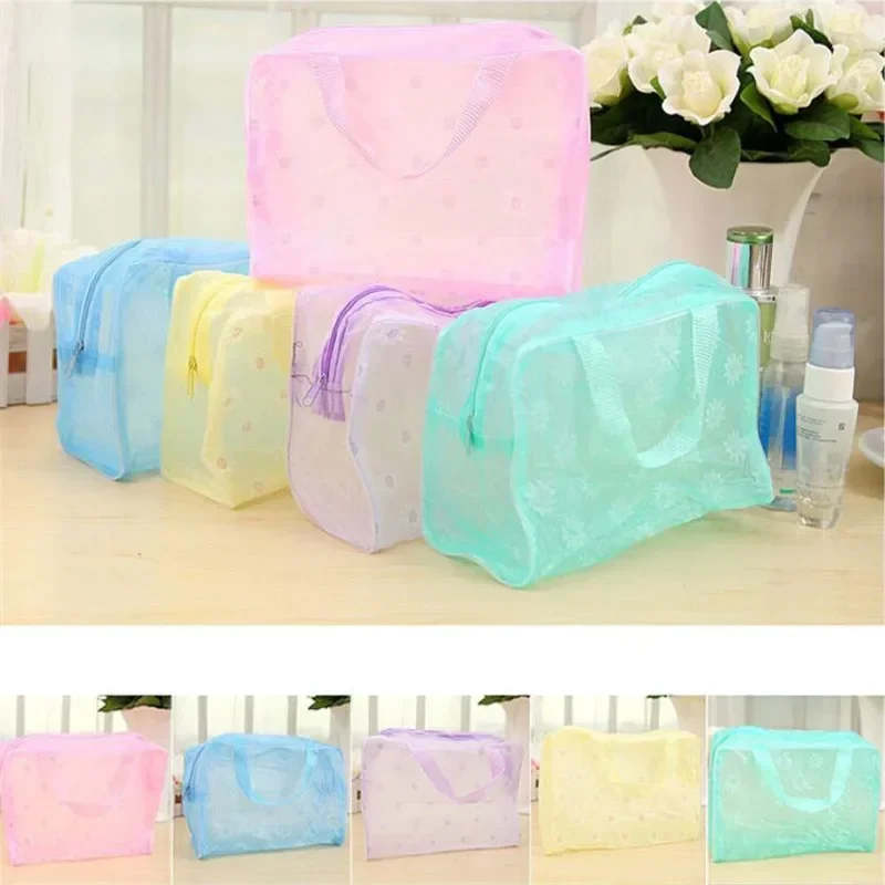 5 Color Waterproof PVC Cosmetic Storage Bag Women Transparent Organizer for Makeup Pouch Compression Travelling Bath Bags