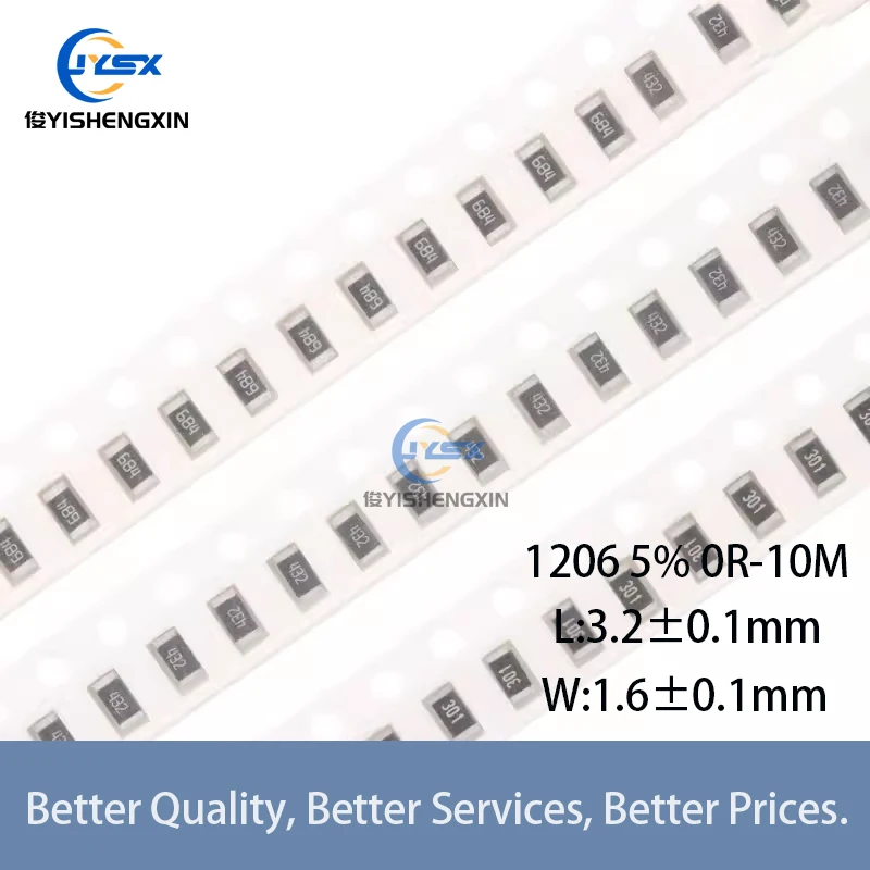 100pcs 5% 1206 SMD resistor 0R~10M 1/4W 0 0.1 1 10 100 150 220 330 ohm 1K 2.2K 4.7K 10K 100K 1R 10R 100R 150R 220R 330R 1M 10M