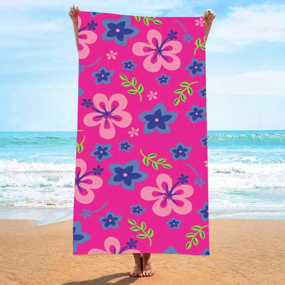 

Beach towel pink floral pattern sunscreen and windproof suitable for beach pool camping travel beach blanket
