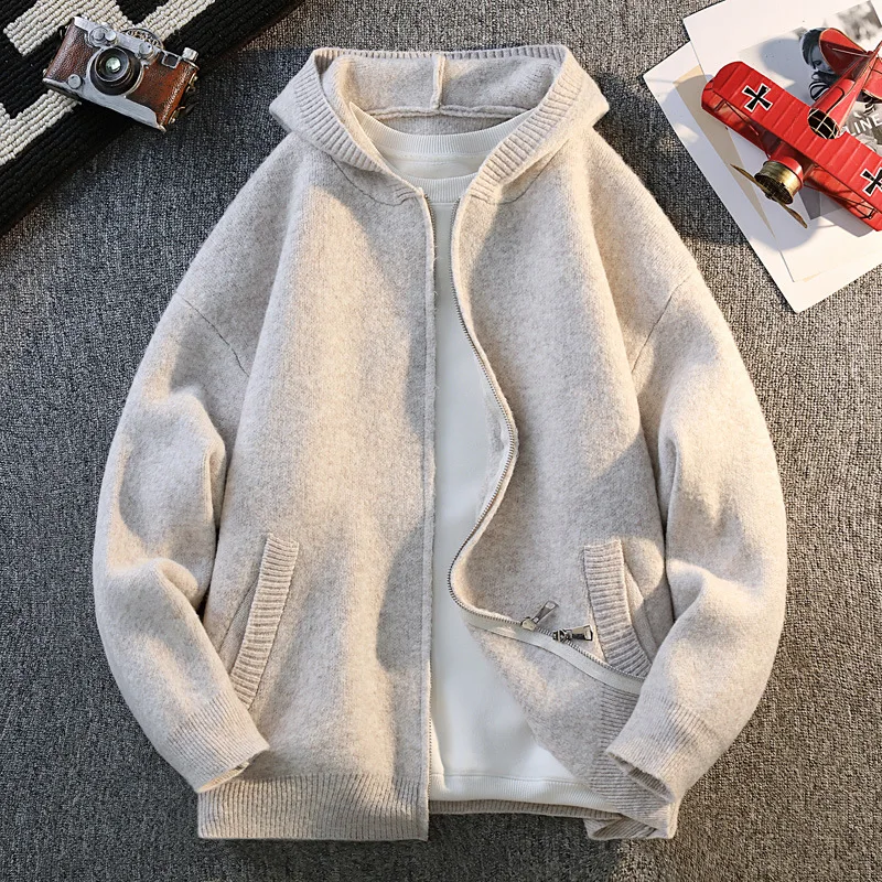 

New Autumn Men Hooded Cardigans Man Fashion Outwear Sweatercoats Quality Male Knitwear Cardigans Loose Casual Sweaters Size 4XL