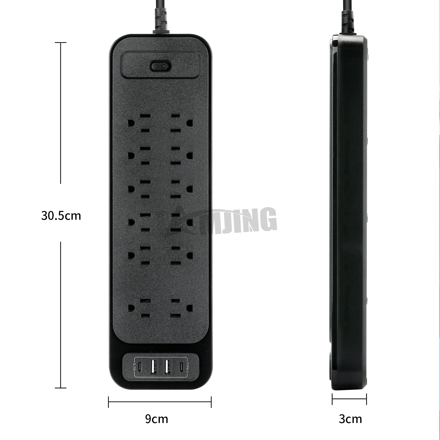 Imagem -04 - Power Strip com Controle do Interruptor 12 Saídas Portas Usb Soquete de Extensão Protetor contra Surtos de Fio Plugue Carregador de Escritório 2m us