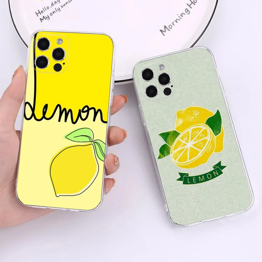 Fruit Lemon Phone Case For iPhone 15,14,13,12,11 Plus,Pro,Max,XR,XS,X,7,8 Plus,SE,Mini Transparent Silicone Soft