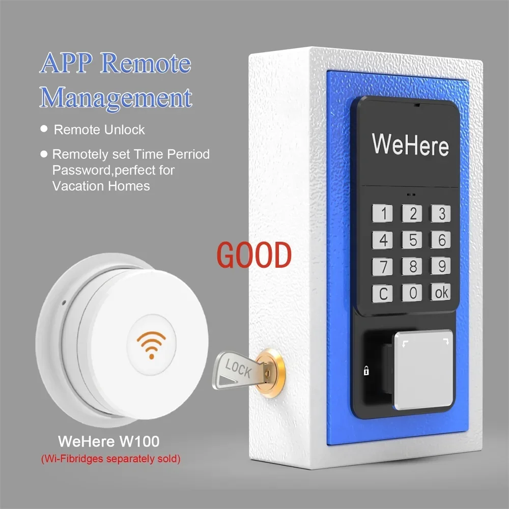 WeHere Smart Key Safe Box Phone Remote Control Wifi Security Boxes Password Outdoor Security Electronic Wall mounted Lock Boxes