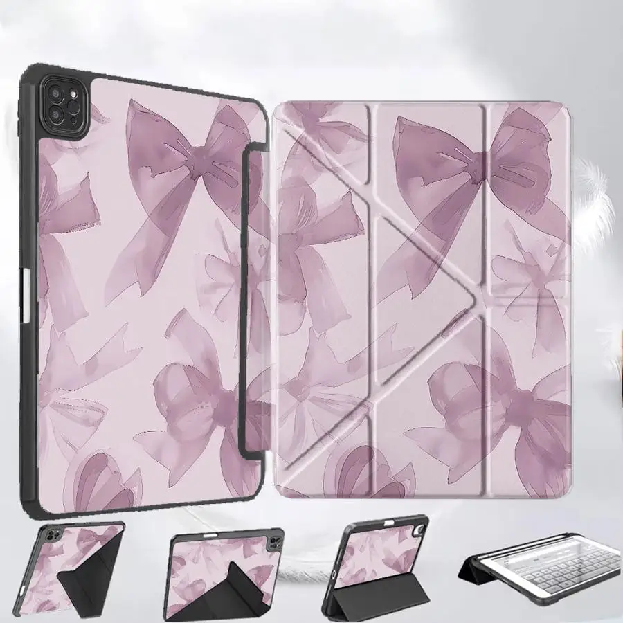 

Чехол для планшета с узором в виде банта для iPad Mini 6, 7, Pro 2025, Pro 11-го, 10-го, 9-го, 8-го, 7-го поколений, 12.9 дюймов, Air 4, 5, M3, M2, M4, 11 дюймов, с держателем