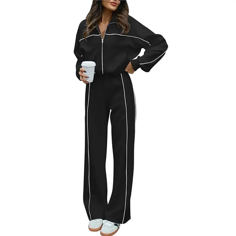 

CYL-Women's 2 Piece Tracksuit Fall Long Sleeve Sweatshirt With Zipper Long Pants Outfits Jogger Sets