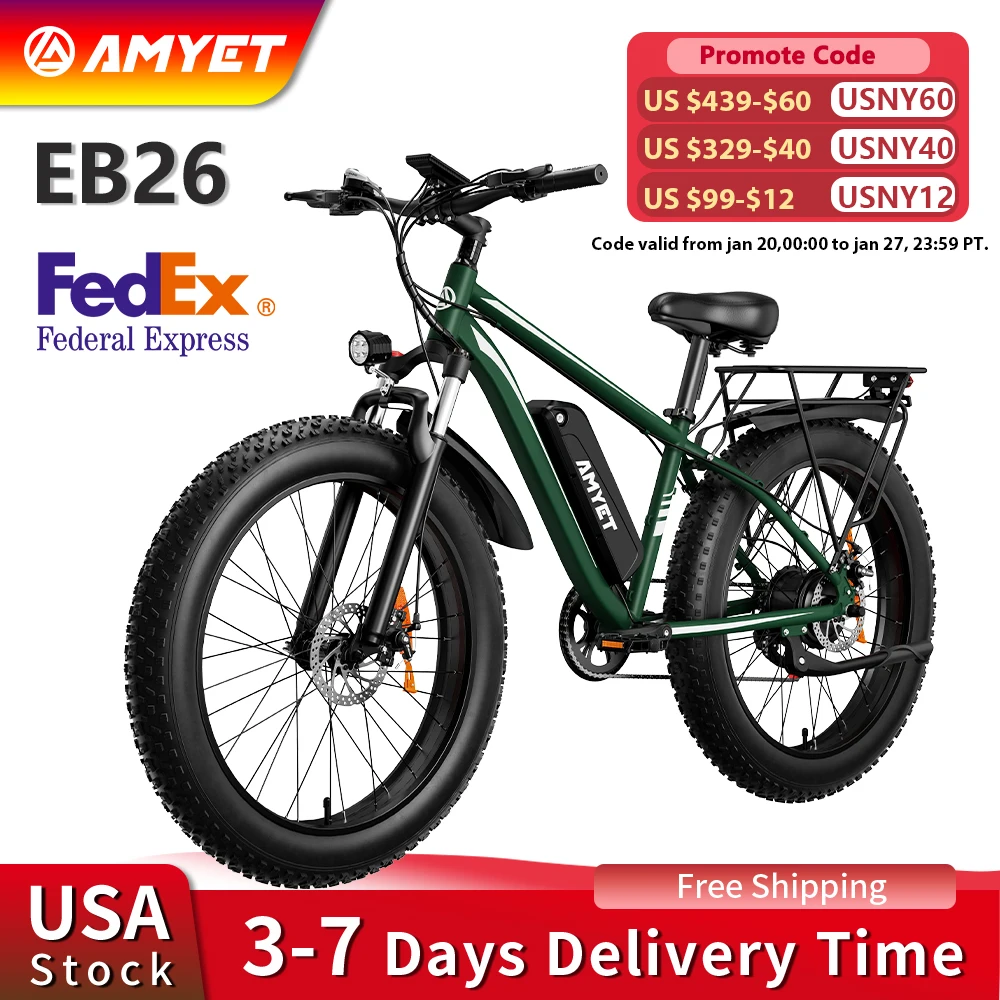 AMYET Electric Bike EB26 Blue Adults Electric Bicycle 31mph Peak 1500W 720WH Ebike 26