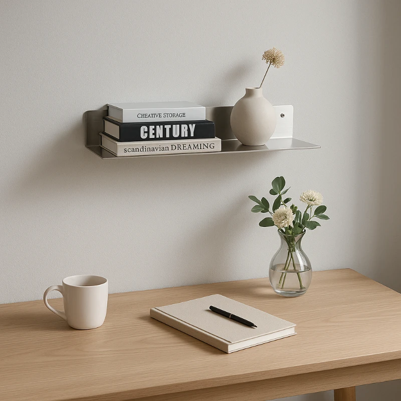 

Modern Floating Shelf U-Shaped Metal Wall Rack Industrial Durable Storage Organizer Easy Install Rustproof for Home Office