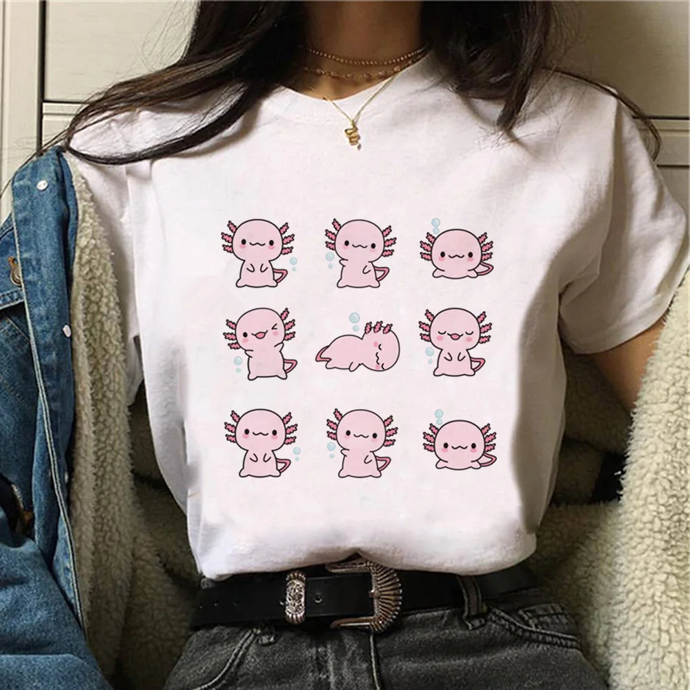 Ajolote Axolotl t-shirts women summer Y2K harajuku t-shirts girl streetwear comic clothing