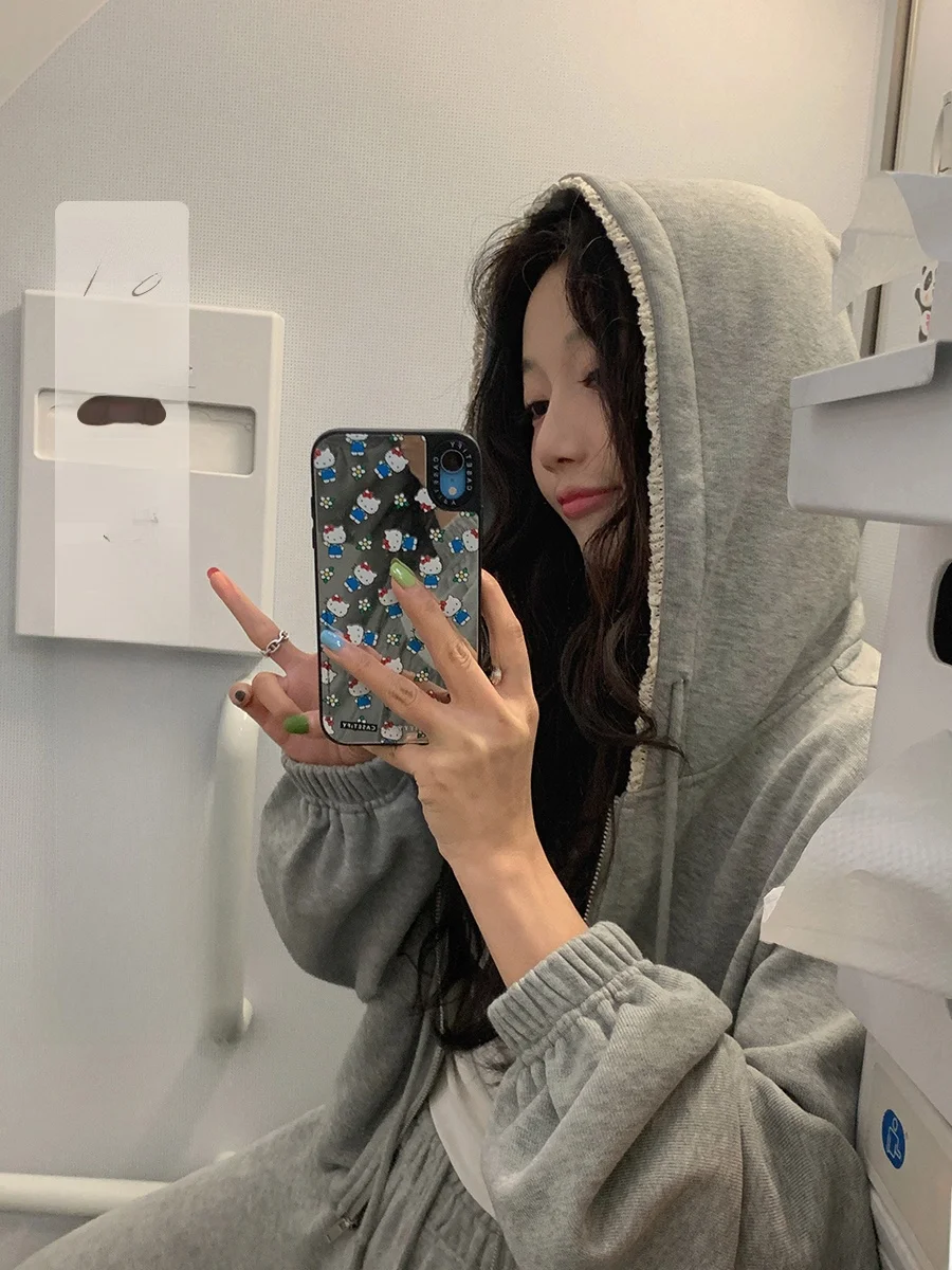 

Zhang Beibei 00% хлопок, толстовка с кружевной отделкой, свободные утягивающие широкие брюки, тонкий комплект из двух предметов, модная весенняя коллекция