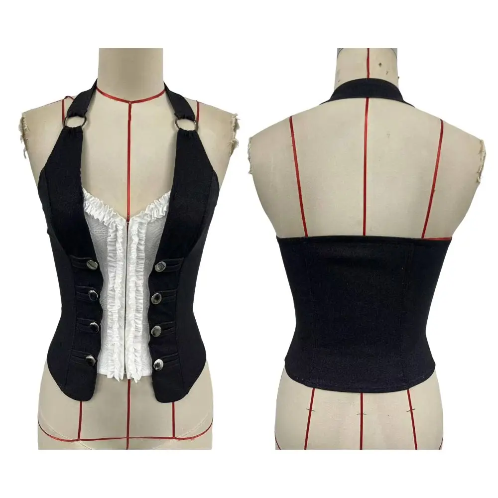 Sleeveless Slim Crop Top Fishbone Spicy Girls Style Front Closure Camisole Skin-friendly Sexy Women Vest Sling Top Lady