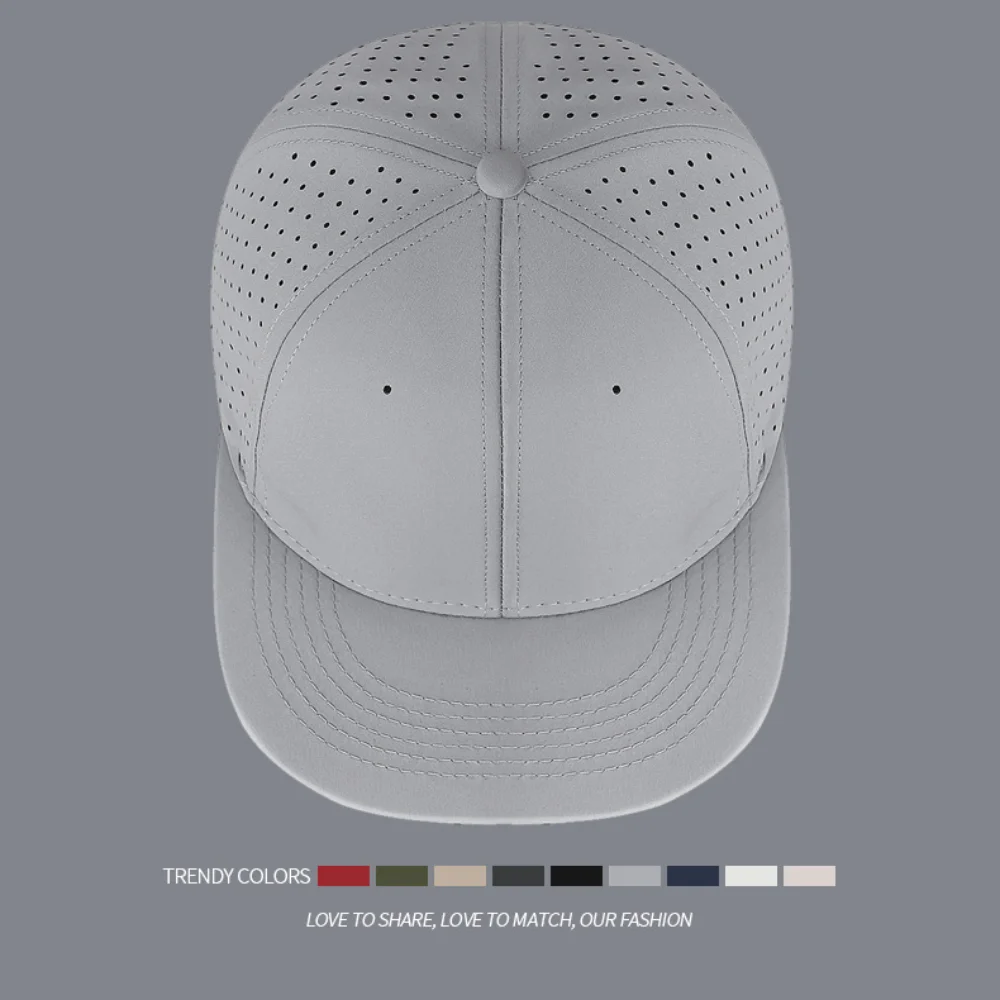 High Quality Full Closed Mens Baseball Cap 6 Panels Solid Trucker Hat Causal Breathable Flat Brim Stretchy Caps view 5