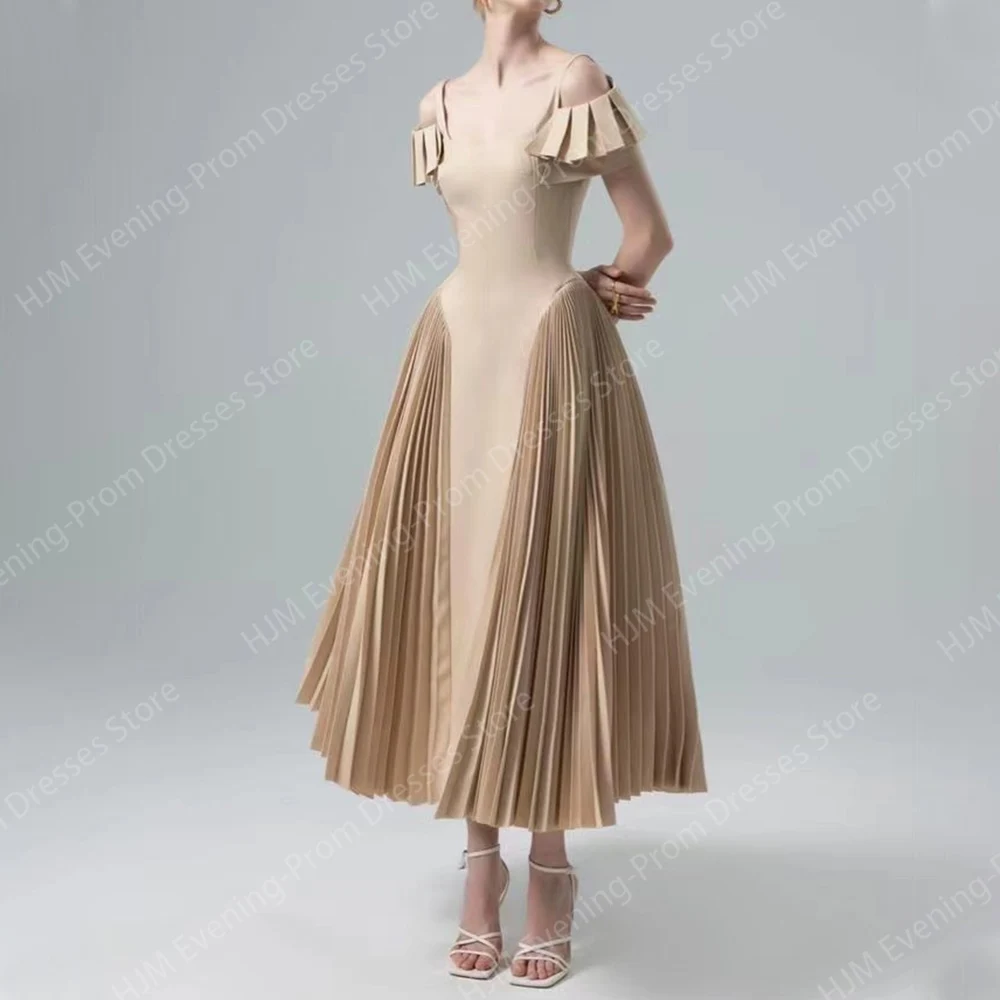 

Elegant Long Prom Dresses for Women Spaghetti Strap Ankle-Length A-Line Evening Party Special Events Wedding Guest Dress 2024