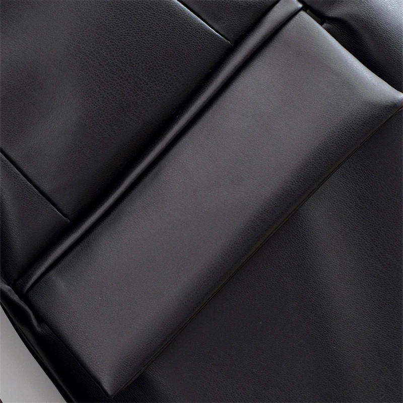 KEYANKETIAN Autunno Nuove Donne Abbigliamento Un Bottone Flip Pocket Slim Fit Nero Ecopelle Vestito Delle Donne Cappotto Top PU Giacca