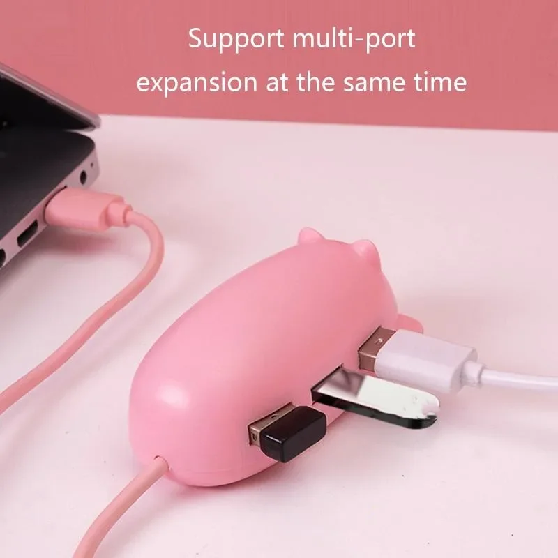 Cute Pig Shape USB 2.0 Hub High Speed 3 Port Docking Station For Laptop Computer