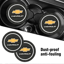 2PCS Anti Slip Silicone Car Coasters Auto Emblem Water Cup Pads For Chevrolet Captiva Cruze Spark Silverado Trailblazer Suburban