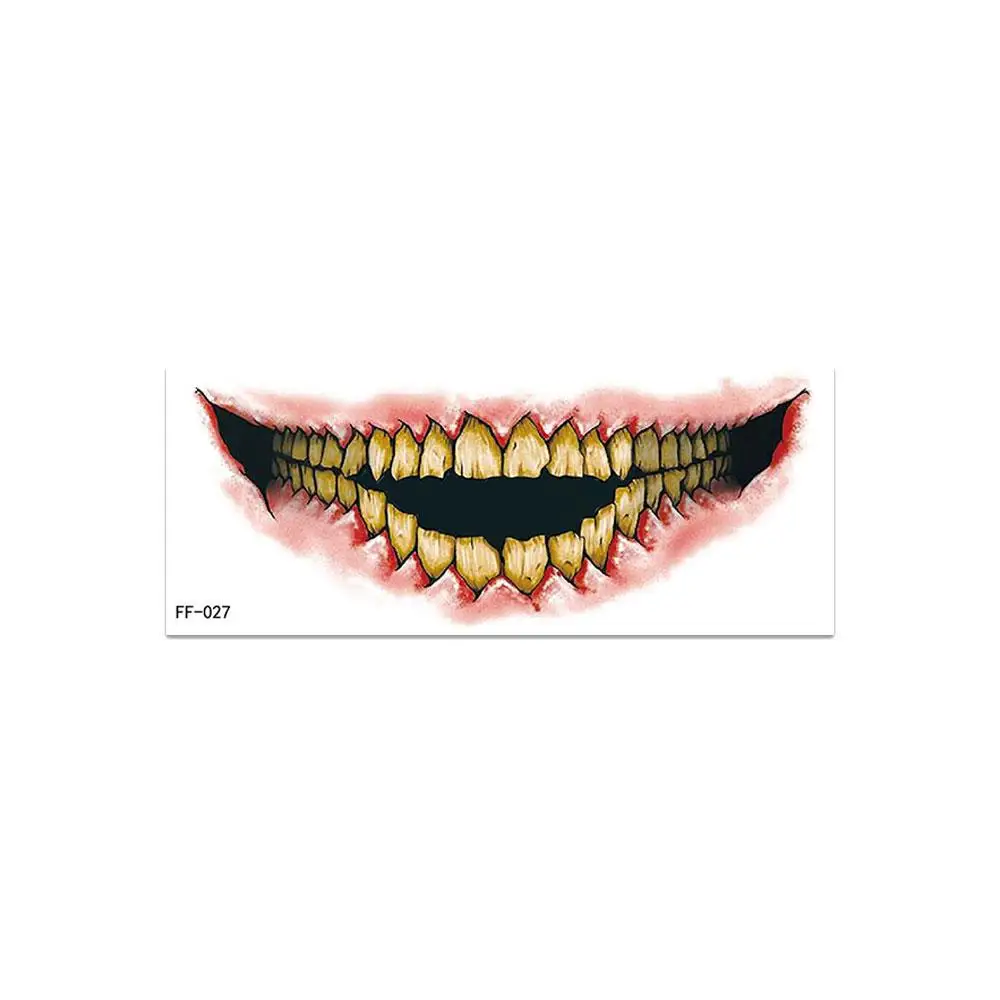 Halloween pvc tatuagem adesivos, 1 parte, horror, lábios, diy, boca grande, impermeável, engraçado, maquiagem, sorriso, lábio, ferramenta de beleza