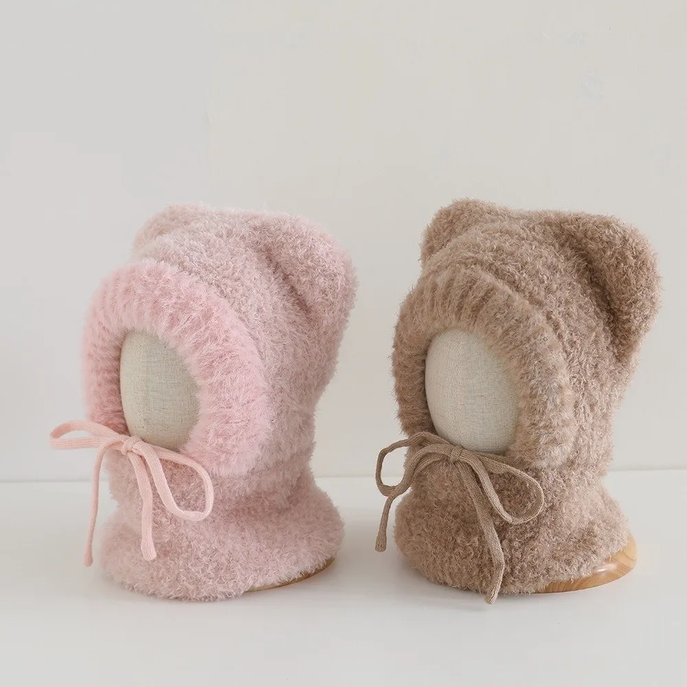 Ear Protection Cap Thickened Hooded Scarf Hat Knitted Integrated Neck Warmer Hat Thermal Elastic Thick Warm Balaclava Boys