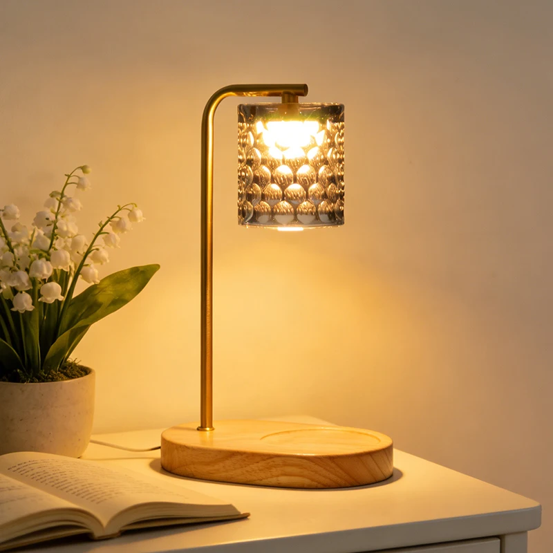 Wooden Table Lamp USB Powered Three-color Lights Desk Lamp Dimmable Brightness Night Light Bedside Lamp for Bedroom Home