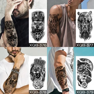 ماء لاصق مؤقت الوشم تاج روز زهرة النمر الأسد المحارب الصليب الجسم الفن الذراع وهمية الوشم كم النساء الرجال أعلى 10 مبيعات للرجال عبر الوشم - رقم 1
