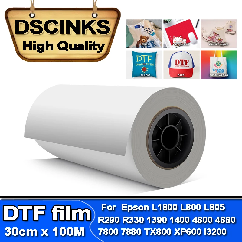 30cm*100 Meter DTF film For DTF Transfer Film Shirt Printing L1800 L805 1390 I3200 XP600 With Safe Packing Single matte film