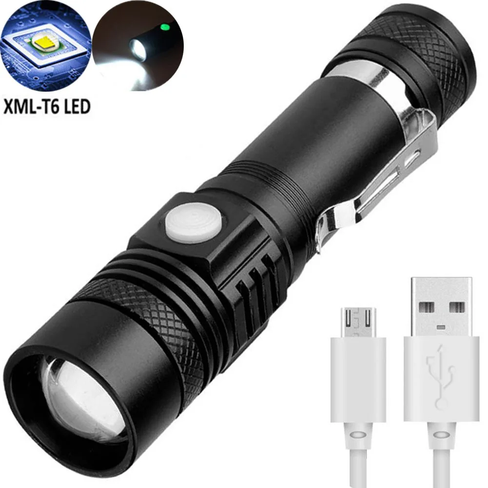 Imagem -05 - Usb Recarregável Lanterna Led Lanterna Lâmpada de Luz Foco Ajustável Zoom 18650 t6 1000lm