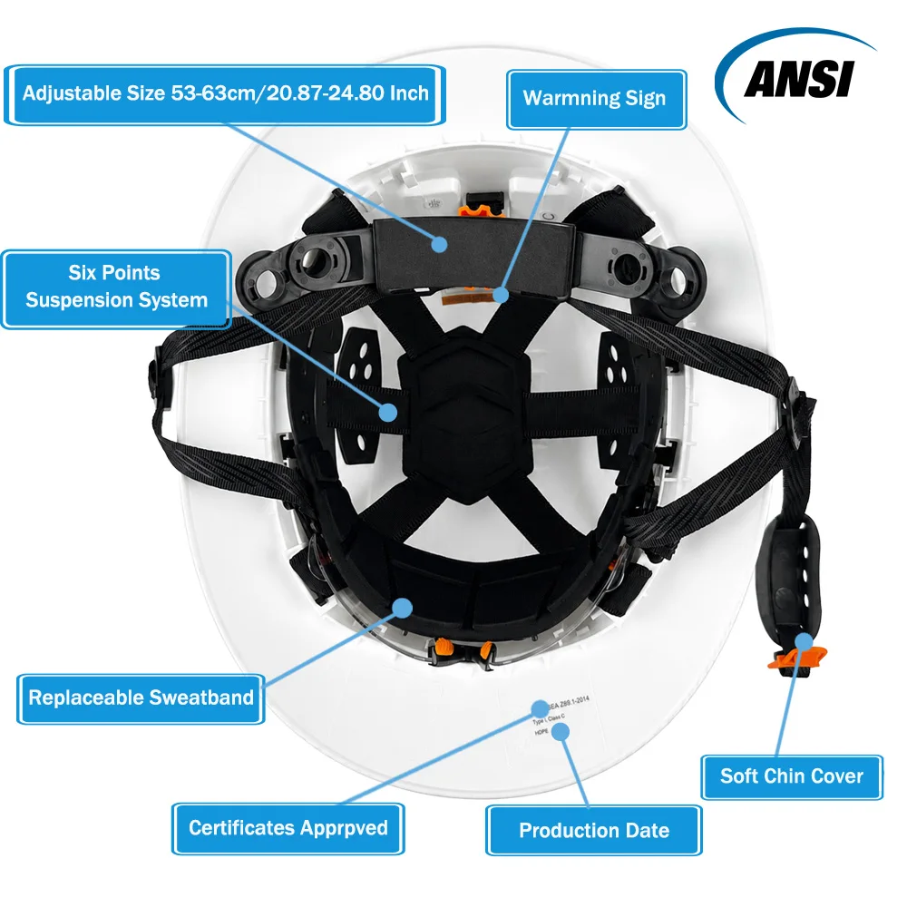 CE ANSI Full Brim Carbon Fiber Hard Hat with Goggles Anti-Collision Breathable Construction Engineer Cap