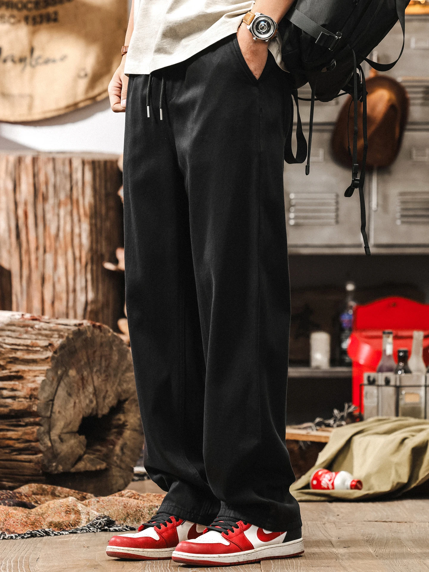 

Мужские прямые джинсы на шнуровке, осенние тонкие модные брендовые повседневные брюки, свободный крой, удобные дышащие винтажные брюки