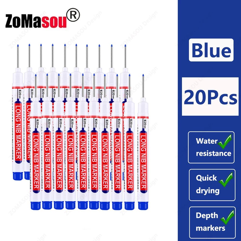 1–100 Stück 2 cm wasserdichte Marker mit langem Kopf, tiefes Loch, Markierungsstift für Metall, Schreiner, rot/schwarz/blau/grüne Tinte, Holzbearbeitungswerkzeuge
