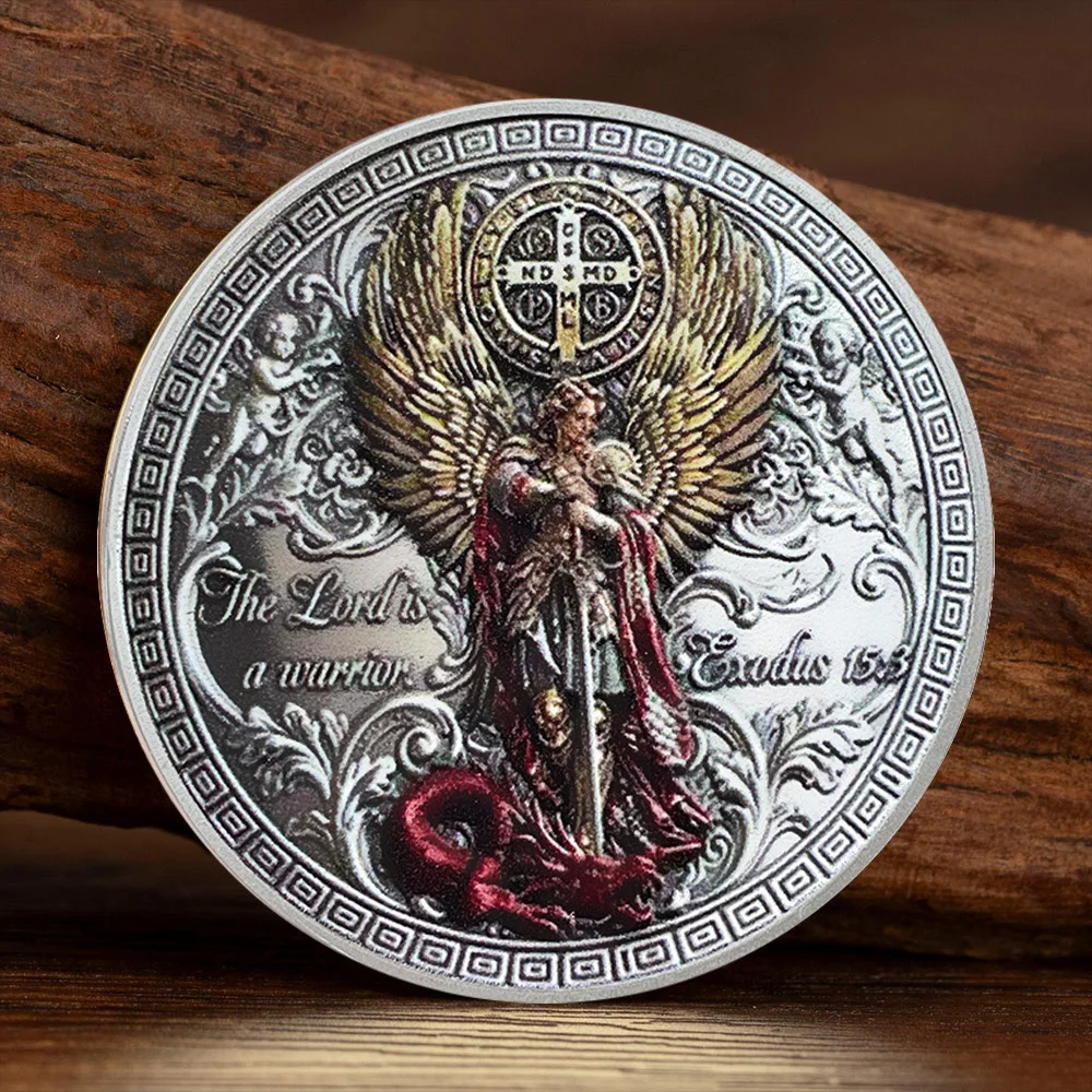 Silver-plated Saint Michael The Archangel Commemorative Coin The Lord Is A Warrior Collection Coin