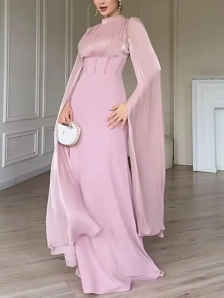 

Элегантное темпераментное весеннее однотонное женское платье с поясом, облегающее платье с длинными рукавами