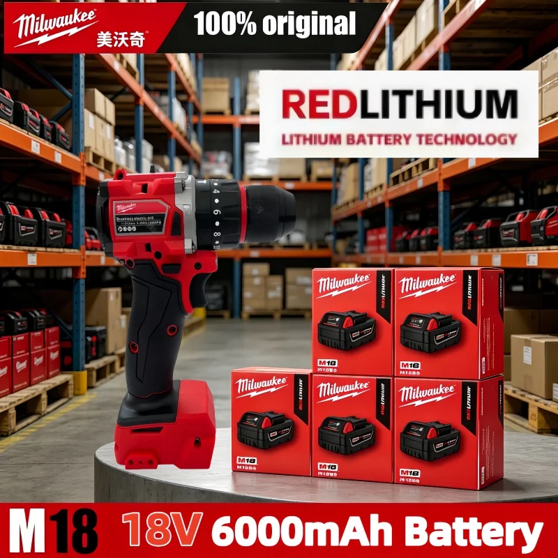 

100% Original Milwaukee M18 18V Fast-Charging Lithium-ion battery 5.0Ah 6.0Ah compatible M18B5 M18B6 Power Tool Battery.