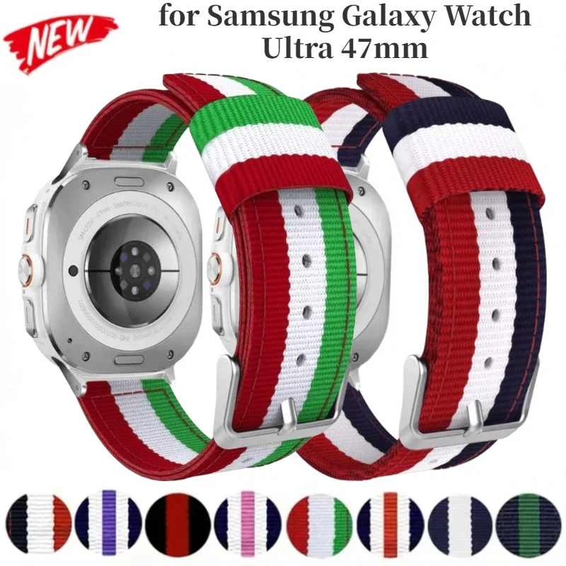 

Canvas Nylon Strap For Samsung Galaxy Watch Ultra 47mm Sport Bracelet Wristband For Galaxy watch 8-7 Ultra 47mm Belt Accessories