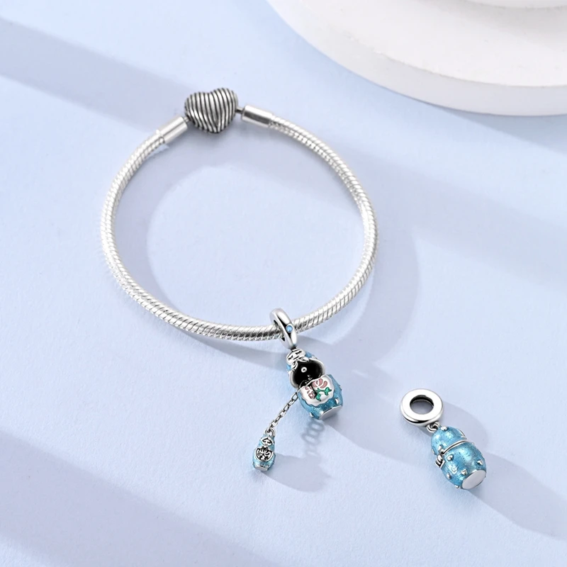 925 Sterling Silber Charms Perle CZ Zirkon Herz Polka Dot Matrosenschachtel-Anhänger passend für Original Armband DIY Damen Schmuck Geschenk – Detail 2