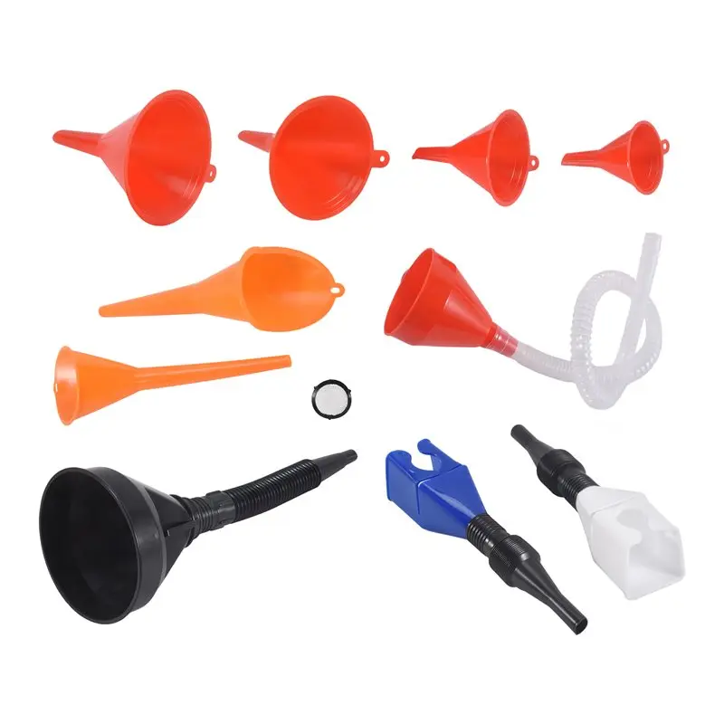 

10 Pcs Automotive Funnels Set, Plastic Long Neck Oil Funnels, Snap Funnel,Right Angle Funnelswide Mouth Fuel Funnels