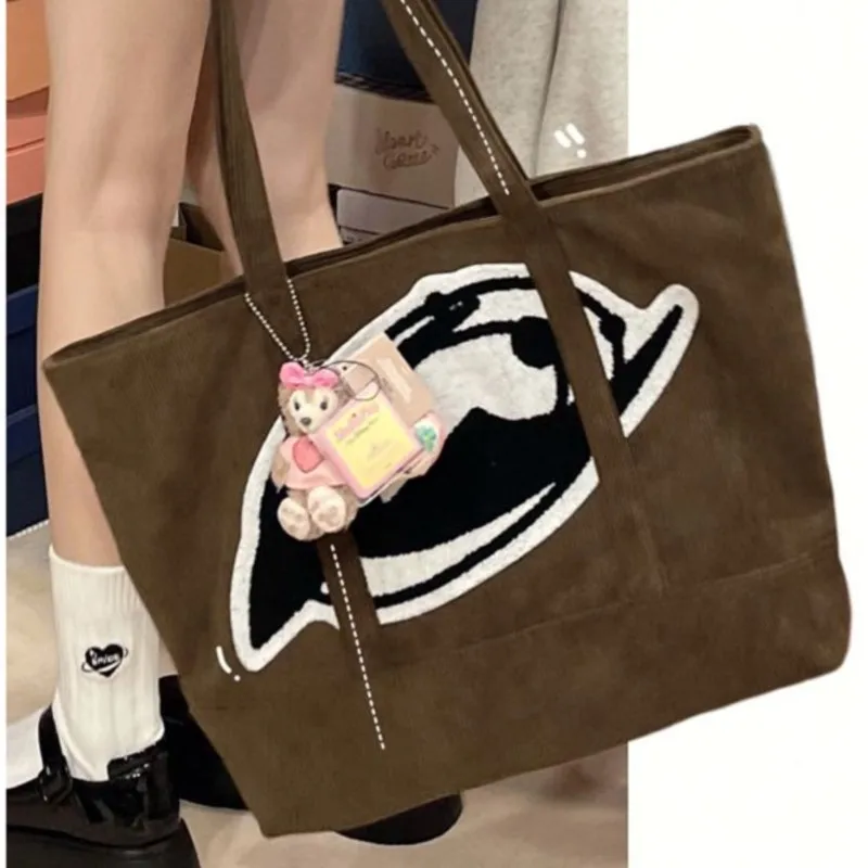 

JIAERDI винтажная коричневая вельветовая сумка-тоут, женская большая вместительная сумка на плечо, подмышки, женская нишевая повседневная сумка для поездок на работу, новинка 2023 года