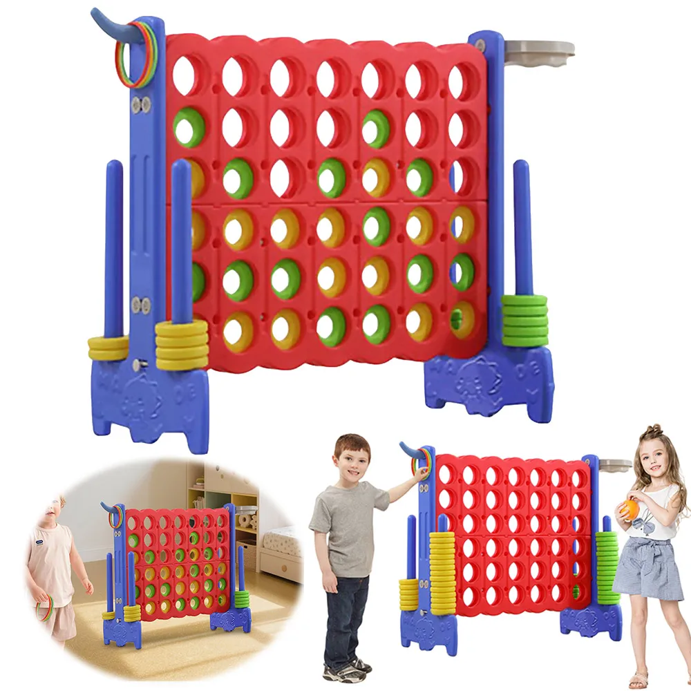 

Гигантская настольная игра 4-в-1 для двора с регулировкой высоты, большой набор для игры в Connect 4 для семейных и дружеских игр в помещении