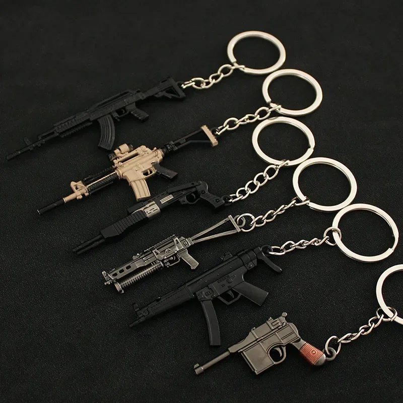 PUBG CSGO Mini Mauser M4A1 Weapon Model Pendant Keychain for Men CS GO M762 M1896 P911 Metal Key Ring Fans Collectible Jewelry