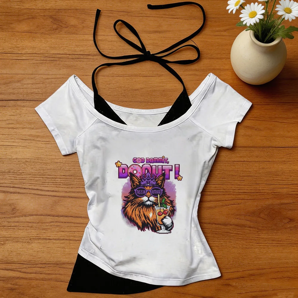Dungeon Crawler Carl cropped top female graphic cute 2000s t shirt scene  2000s vintage emo