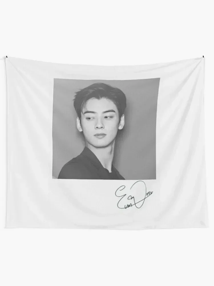 Cha Eun Woo with Signature Tapestry Home Decorations Aesthetic Aesthetics For Room Aesthetic Room Decor Korean Tapestry