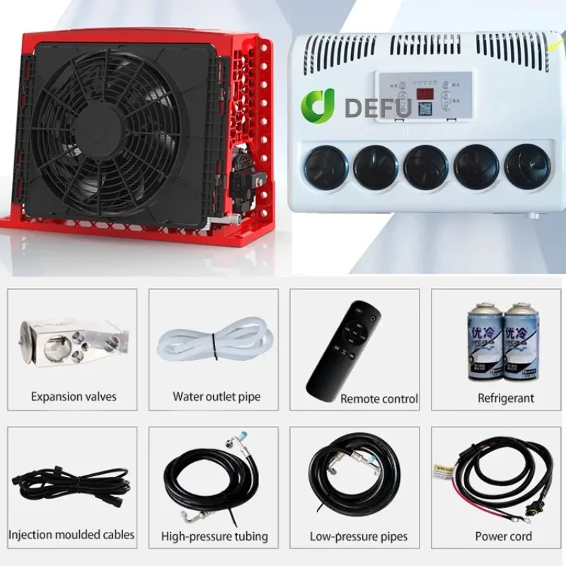 وحدة التيار المتردد المقصورة النائمة 24 فولت مكيف هواء وقوف السيارات يعمل بالبطارية 12 فولت تيار مستمر #2