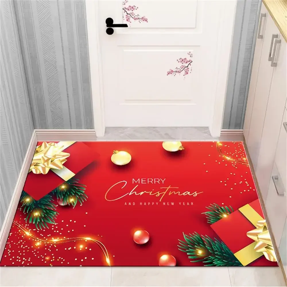 Christmas Kitchen Floor Mat Bedroom Living Room Long Bedside Area Rug Soft Washable Carpet Anti Slip Bathroom Entrance Doormat