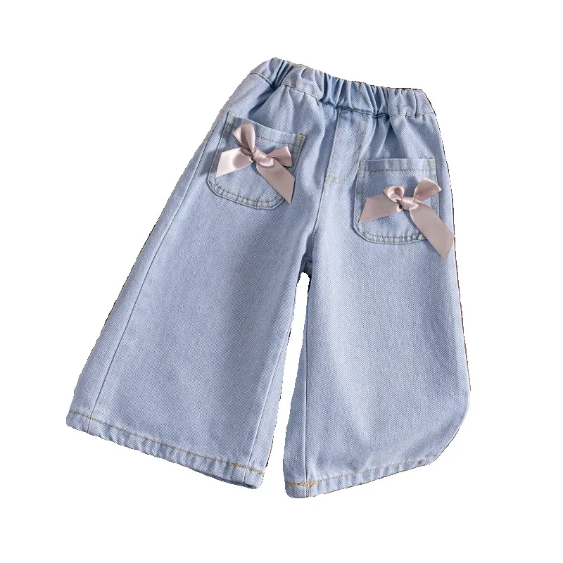 LYY-Girls' Jeans Spring and Autumn Trousers Outer Wear New Casual Wide-Leg Pants Baby Early Spring Western Style Children's Pant