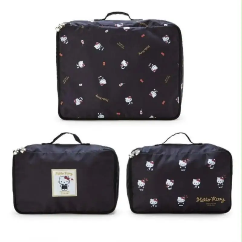 Kawaii Cute Sanrio Hellokitty My Melody Kuromi Cinnamoroll Storage Bag Cosmetic Bag Travel Bag 3Pcs Portable Birthday Girls Gift