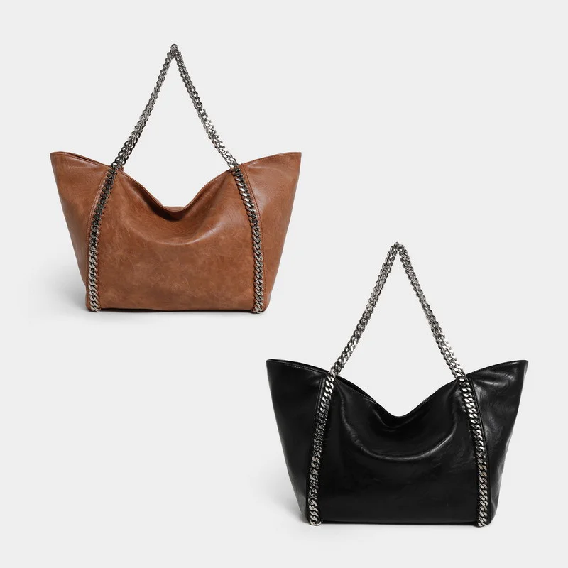 

European American Large-capacity Tote Bag Fashion Luxury Chain Bags New Women's Shoulder Bag High-quality Leather Versatile Bags