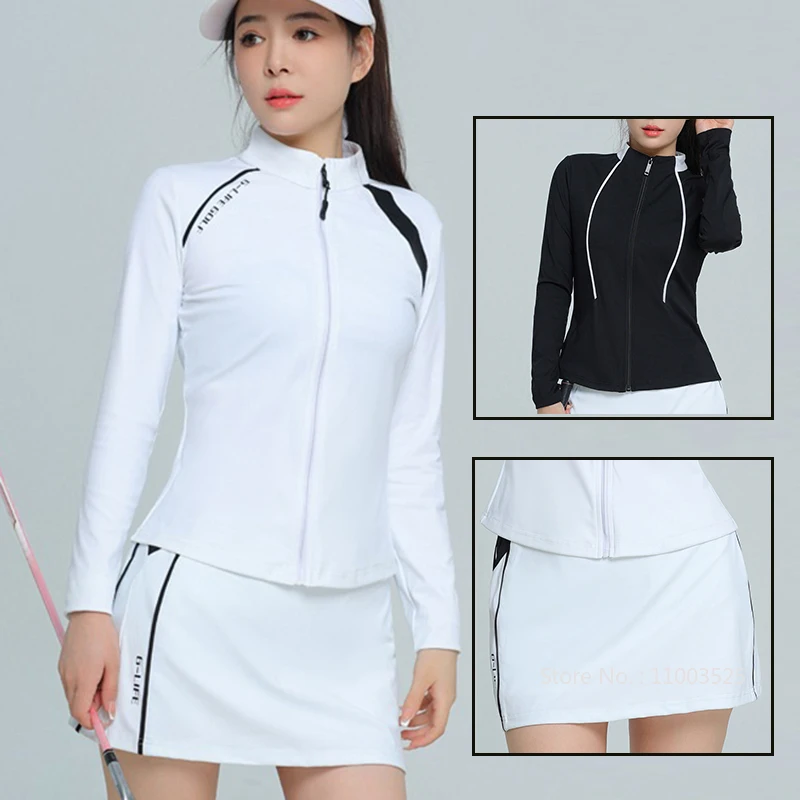 G-Life Golf Women Windproof Jacket Quick-dry Zipper Slim Sports Top Coat Ladies Golf Pencil Skirt Tennis Skorts with Inner Short