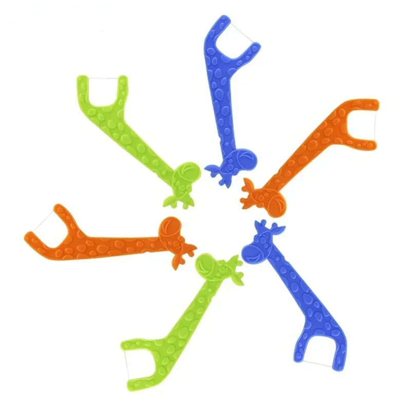 

Межзубная щетка для детской безопасности, зубочистки в форме четырех мультяшных животных, 40 шт. детская зубная нить, чистые зубы